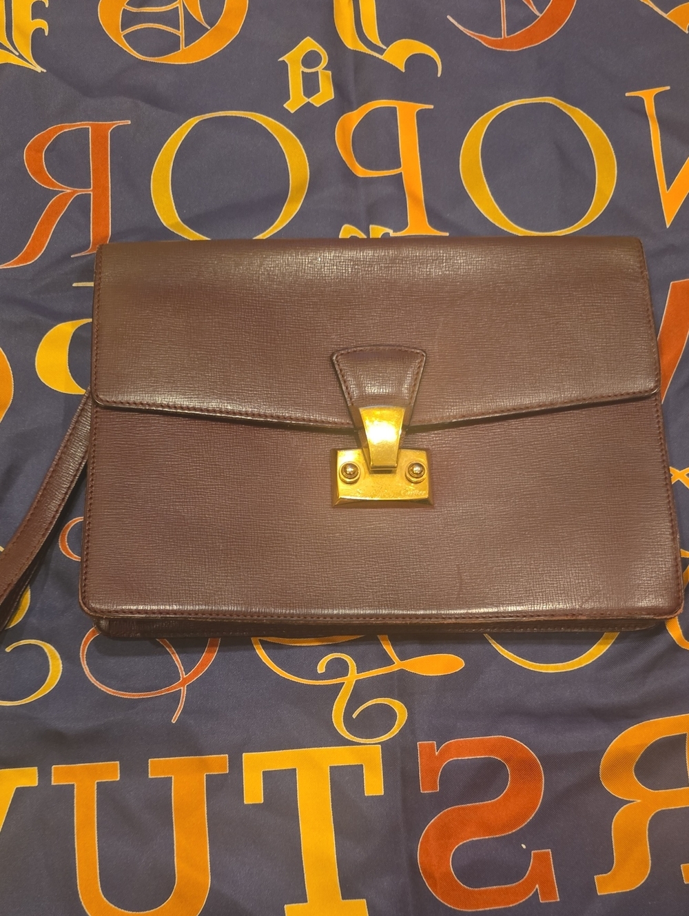 Must de Cartier Vintage Grained Leather Wristlet Clutch 006223 Bordeaux,Burgundy